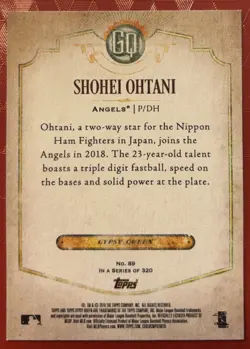 2018 Topps Gypsy Queen Rookie Shohei Ohtani Dodgers - Image 2