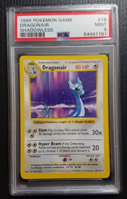 1999 POKEMON BASE SET SHADOWLESS #18/102 DRAGONAIR PSA 9 MINT - Image 1