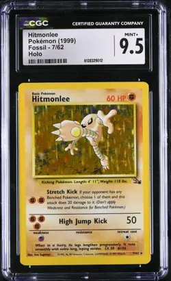 Pokemon Fossil Holo Rare Hitmonlee 7/62 CGC 9.5 - Image 1