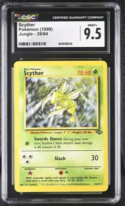 CGC 9.5 MINT+ Scyther 1999 Jungle 26/64 Pokemon Card - Image 1