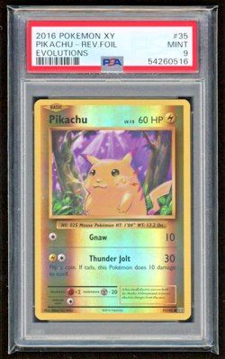 2016 PIKACHU REVERSE FOIL XY EVOLUTIONS PSA 9 MINT #35/113 POKEMON CARD TCG WOTC - Image 1