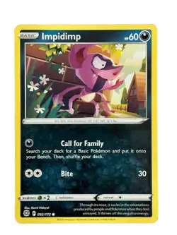 New: 2022 Pokemon TCG Impidimp Sword & Shield Brilliant Stars 092 Regular Common - Image 1