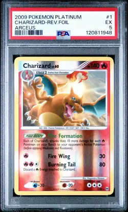 2009 POKEMON PLATINUM ARCEUS 1/99 CHARIZARD REVERSE FOIL PSA 5 LOW POP 28 - Image 1