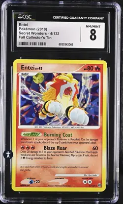 Pokemon Secret Wonders 4/132 Entei 2010 Cracked Ice Holo CGC 8 NM/MINT - Image 2