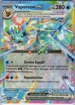 Vaporeon ex 023/131 SV: Prismatic Evolutions - Pokemon Card - NM - Image 1