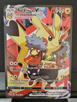 Pokemon Rock Pikachu VCOS Cosmax Full Art Holo Card 054/055 Nint - Image 1