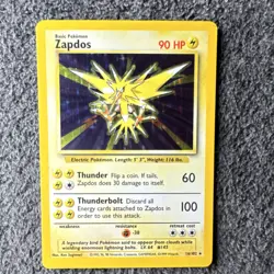 Pokemon TCG Zapdos Base Set 16/102 Holo Rare 90 HP Thunderbolt 1999 Wizards - Image 1