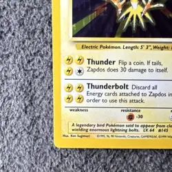 Pokemon TCG Zapdos Base Set 16/102 Holo Rare 90 HP Thunderbolt 1999 Wizards - Image 5
