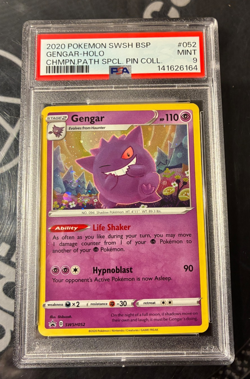 2020 Pokemon Gengar Holo Black Star Promo SWSH052-Champions Path-PSA MINT 9!!! - Image 1