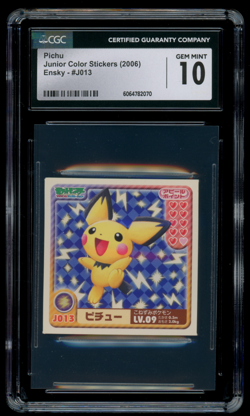 CGC 10 GEM MINT Pokemon Japanese Pichu #J013 Ensky Junior Color Sticker - Image 1