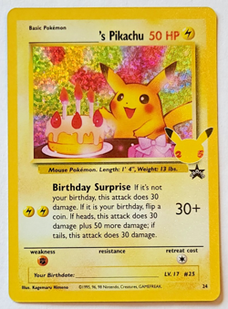 Pokemon TCG: _____'s Pikachu Celebrations Birthday Pikachu Promo #24 MINT - Image 1