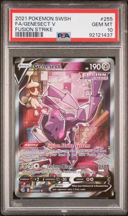 2021 Pokemon Sword & Shield Fusion Strike #255 Genesect V PSA 10 - Image 1