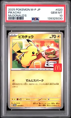 2025 POKEMON JAPANESE M-P PROMO MCDONALD'S #020 PIKACHU PSA 10 - Image 1