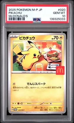 2025 POKEMON JAPANESE M-P PROMO MCDONALD'S #020 PIKACHU PSA 10 - Image 1