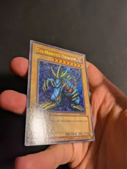 Yugioh Tri-Horned Dragon LOB-000 1st Edition Secret Rare Glossy LP! - Image 5