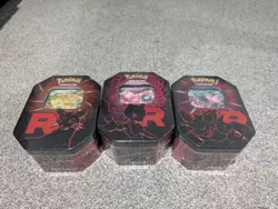 BRAND NEW SEALED Pokemon TCG Destined Rivals Team Rocket Tin Set of 3 ✅ - Image 1