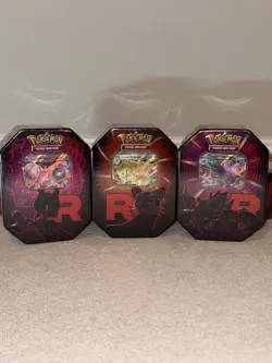 Pokemon TCG: Team Rocket Tin Destined Rivals - Set of 3 - Brand New & Sealed ✅ - Image 1