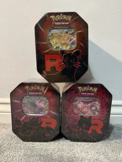 Pokemon TCG: Team Rocket Tin Destined Rivals - Set of 3 - Brand New & Sealed ✅ - Image 1