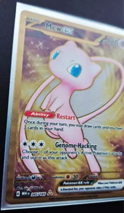 Pokemon Mew EX TCG Gold Hyper Rare Metal Card 205/165 Scarlet Violet 151 Series - Image 5