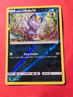 2017 Pokemon Sun and Moon Reverse Foil #78 Alolan Meowth, C, cd1 - Image 1