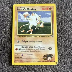 Pokemon Brock's Mankey Gym Heroes 068/132 Common 40 HP Regular English - Image 2
