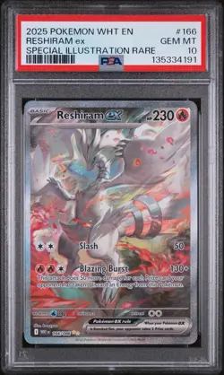 2025 POKEMON WHT EN-WHITE FLARE SPECIAL ILLUSTRATION RARE RESHIRAM EX PSA 10 - Image 1