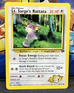 Lt. Surge's Rattata 85/132 Unlimited Pokemon Gym Challenge NM Free Shipping - Image 1