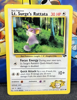 Lt. Surge's Rattata 85/132 Unlimited Pokemon Gym Challenge NM Free Shipping - Image 2