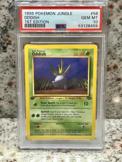 1999 Pokemon Oddish Jungle 1st Edition 58/64 PSA 10 - Image 1