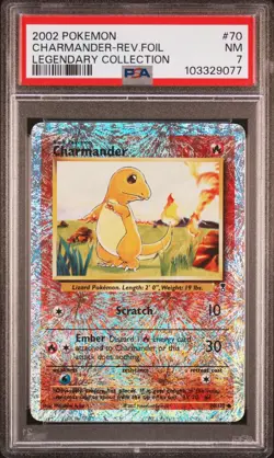 2002 POKEMON LEGENDARY COLLECTION #70 CHARMANDER-REVERSE FOIL PSA 7 - Image 1