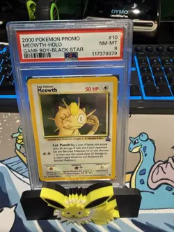2000 POKEMON PROMO BLACK STAR GAME BOY #10 MEOWTH-HOLO PSA 8 - Image 1