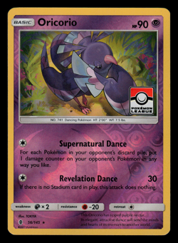 NM/EXC - Pokemon Oricorio 56/145 Guardians Rising Reverse Holo League Promo - Image 1