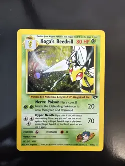 Pokemon TCG Koga's Beedrill Gym Challenge Holo Rare 9/132 Creased - Image 1