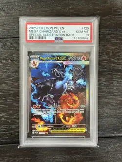 2025 POKEMON PFL EN-PHANTASMAL FLAMES #125 MEGA CHARIZARD X EX PSA 10 - Image 1