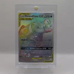 Pokemon Blastoise & Piplup GX TAG TEAM Rainbow Rare Full Art Holo 253/236 HP 270 - Image 1