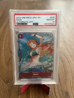 2022 One Piece Pre-Eratta Nami OP-01-016 Alternate ART PSA 10 - Image 1