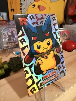 Pokemon Team Rocket Card Database - Pikachu Lucario Poncho - Rainbow Foil - Image 2