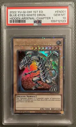 2022 Yu-Gi-Oh! Blue-Eyes White Dragon Ultra Rare 1st Edition HAC1-EN001 PSA 10 - Image 1
