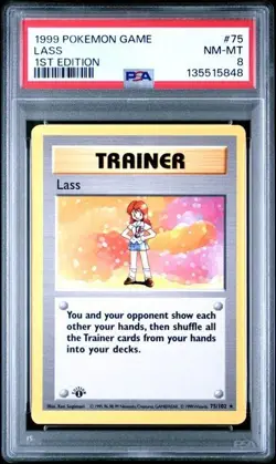 1999 Pokemon Game Trainer Lass 1st edition #75 PSA 8 NM-MT - Image 1