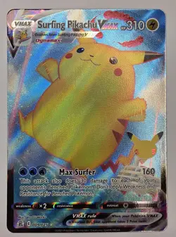 Pokemon TCG SWSH Celebrations Surfing Pikachu VMAX 009/025 Ultra Rare Holo NM! - Image 1