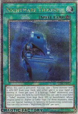 YUGIOH TCG Quarter Century Secret Rare LEDE-EN061 Nightmare Throne 1st Edition N - Image 1