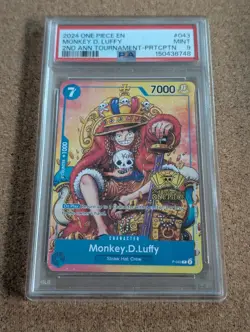 2024 One Piece P-043 Monkey.D.Luffy 2nd Anniversary Tournament PSA 9 - Image 3