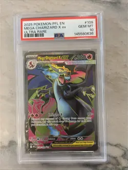 2025 POKEMON PFL EN-PHANTASMAL FLAMES ULTRA RARE #109 MEGA CHARIZARD X EX PSA 10 - Image 1