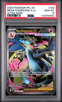 2025 POKEMON PFL EN-PHANTASMAL FLAMES ULTRA RARE #109 MEGA CHARIZARD X EX PSA 10 - Image 1