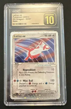 CGC Pristine 10 Latias ex 93/97 EX Dragon holo Pokemon Card - Image 1