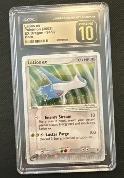 CGC Pristine 10 Latios ex 94/97 EX Dragon holo Pokemon Card - Image 1
