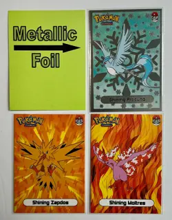 💥 MOLTRES ZAPDOS ARTICUNO Pokemon ART Cards 1997 “SHINY” Set 3 PC SET Kanto💥 - Image 1