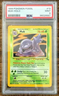 1999 Pokemon Fossil Muk Holo Rare #13/62 PSA 9 - Image 1