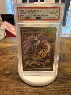 Pokemon TCG Prismatic Evolutions Raging Bolt EX Card 166/131 PSA 10 - Image 1