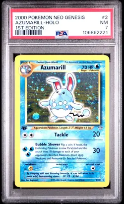 PSA 7 Azumarill Holo 2/111 1st Edition Neo Genesis 2000 Pokemon Card - Image 1